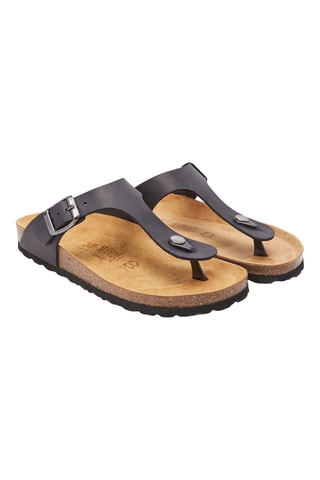Chanclas de piel - Negro