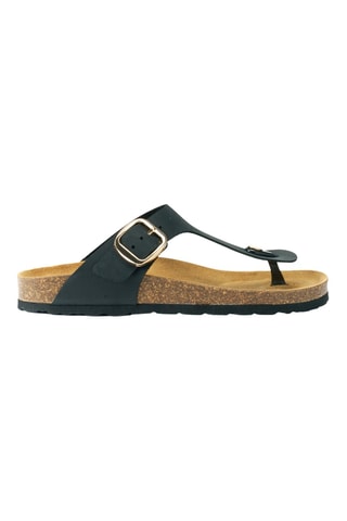Chanclas de piel - Negro