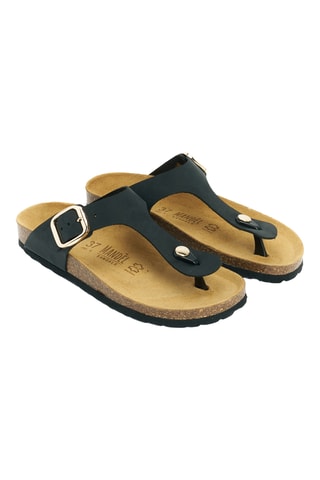 Chanclas de piel - Negro