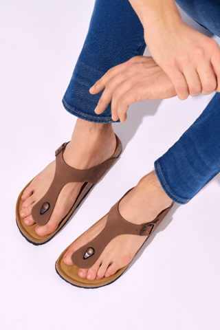 Chanclas de nobuk - Marrón
