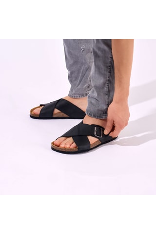 Sandalias de piel - Negro