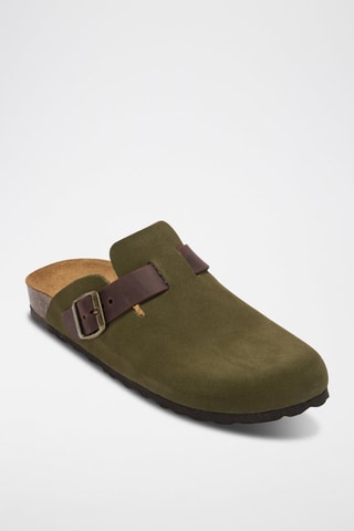 Zuecos de piel Noe - Marrón y verde