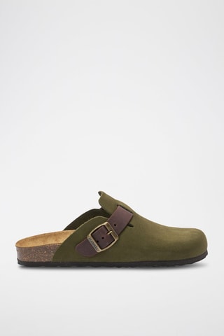 Zuecos de piel Noe - Marrón y verde