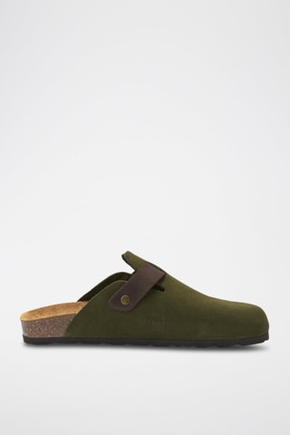 Zuecos de piel Noe - Marrón y verde