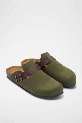 Zuecos de piel Noe - Marrón y verde