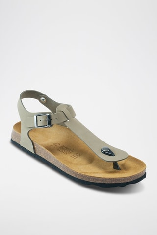 Sandalias de nobuk Léon - Plateado y gris