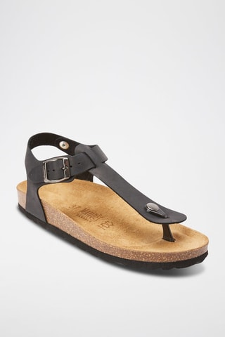 Sandalias de piel Léon - Negro y marrón