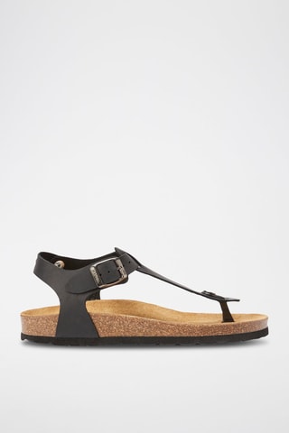 Sandalias de piel Léon - Negro y marrón