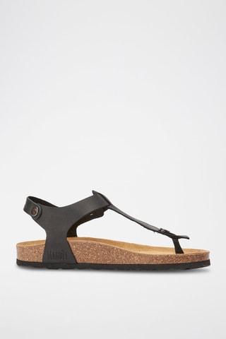 Sandalias de piel Léon - Negro y marrón