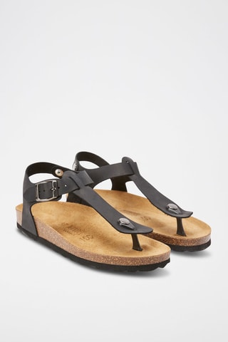 Sandalias de piel Léon - Negro y marrón