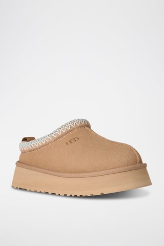 Sabots fourrés plateformes en nubuck Tazz II - Beige