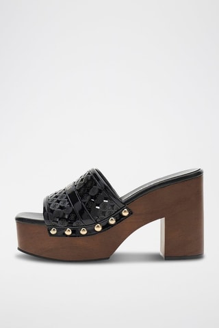 Mules à talons de randonnée vernies Quill - Noir