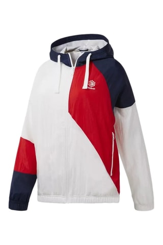 Coupe-vent à capuche AC Blanc et bleu marine