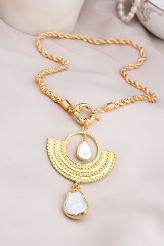 Collier - Plaqué or jaune et perle de culture