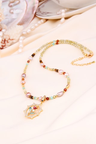 Collier - Plaqué or jaune et zircons