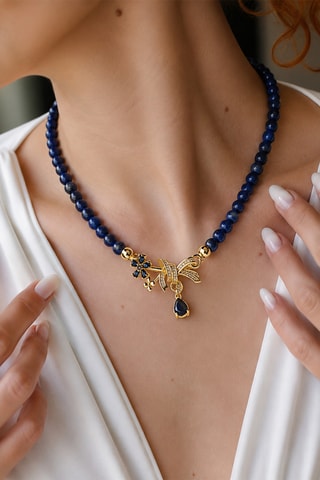 Collier - Lapis-lazuli et zircons