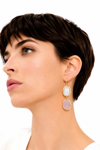 Boucles d'oreilles - Quartz et perles de culture