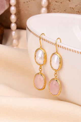 Boucles d'oreilles - Quartz et perles de culture