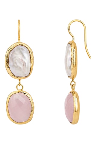 Boucles d'oreilles - Quartz et perles de culture