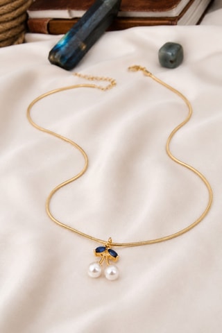 Collier - Plaqué or jaune et zircons