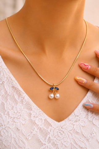Collier - Plaqué or jaune et zircons