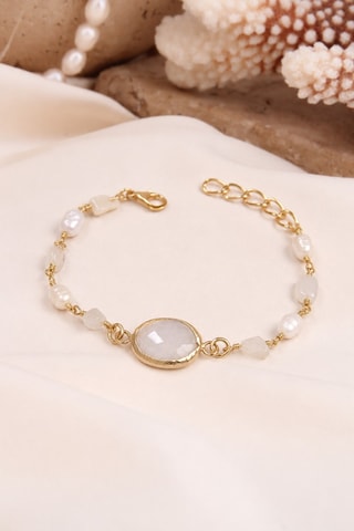 Bracelet - Plaqué or jaune et pierre de lune