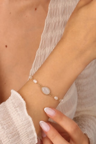 Bracelet - Plaqué or jaune et pierre de lune