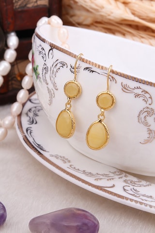 Boucles d'oreilles - Plaqué or jaune et œils-de-chat