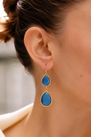 Boucles d'oreilles - Plaqué or jaune et œils-de-chat