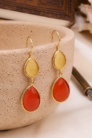 Boucles d'oreilles - Plaqué or jaune et œils-de-chat