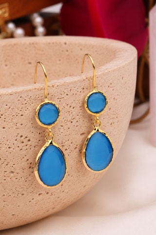 Boucles d'oreilles - Plaqué or jaune et œils-de-chat