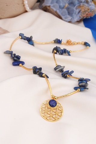 Collier - Plaqué or jaune et lapis-lazuli
