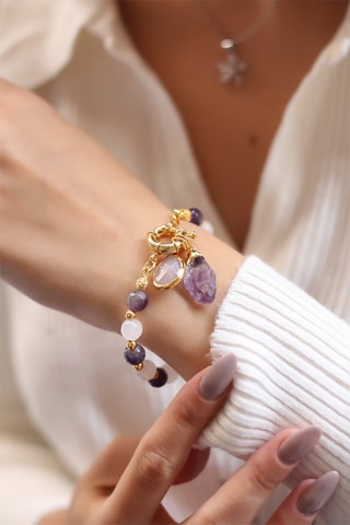 Bracelet Quartz et améthystes