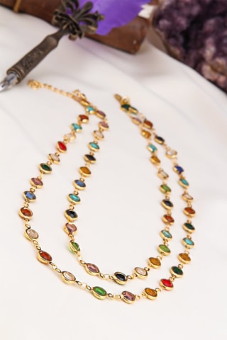 Collier double rang - Rouge