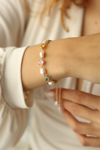 Bracelet - Plaqué or jaune et zircons