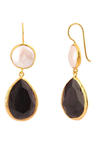 Boucles d'oreilles - Oeils-de-chat et perles