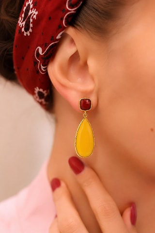 Boucles d'oreilles - Plaqué or, agates et œils-de-chat