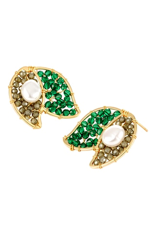Puces - Plaqué or jaune, perles de culture et cristaux