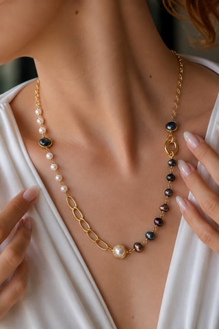 Collier - Plaqué or jaune et perles de culture