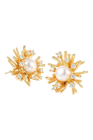 Puces - Plaqué or jaune, perles de culture et zircons