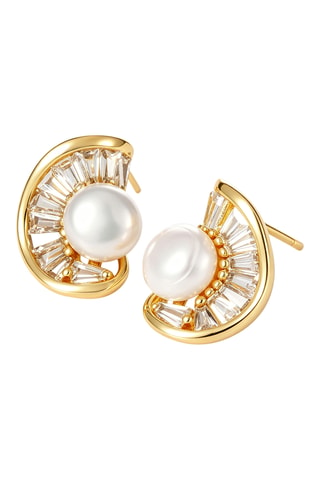 Puces - Plaqué or jaune, zircons et perles de culture