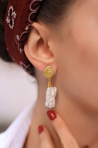 Boucles d'oreilles - Plaqué or jaune et perles de culture