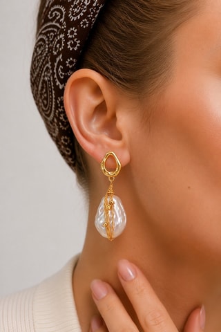 Boucles d'oreilles - Plaqué or jaune et perles de culture