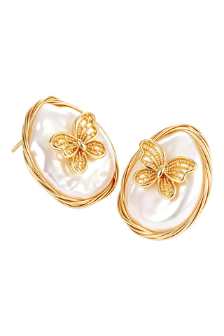 Puces - Plaqué or jaune et perles de culture
