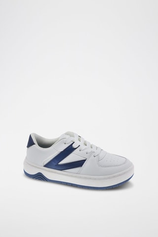 Zapatillas de piel - Blanco y azul marino