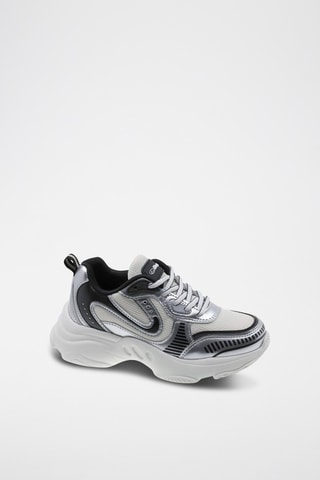 Zapatillas - Blanco, negro y plateado