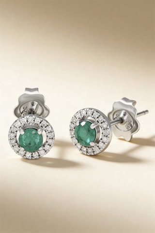Puces Yesenia - Or blanc, émeraude et diamants
