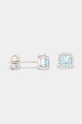 Puces Popi Coussin - Or blanc, topazes et diamants