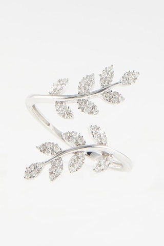 Bague Feuillage entremêlé 
Or blanc et diamants