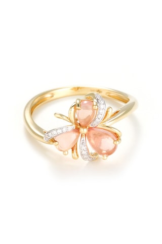 Bague Lilwenn - Or jaune, diamants et quartz rose